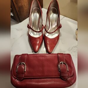 Elegant Red Women's Heels & Clutch